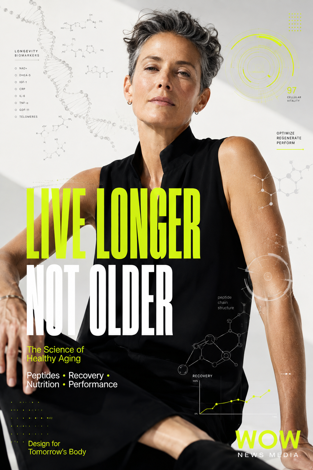Editorial artwork for WOW News Media's health and longevity coverage
