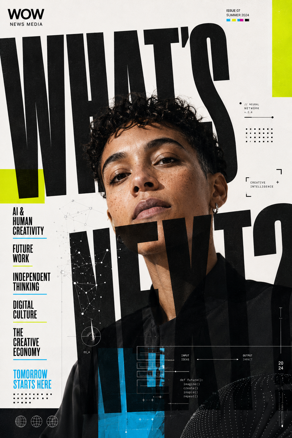 Editorial artwork for WOW News Media's technology and future-thinking coverage